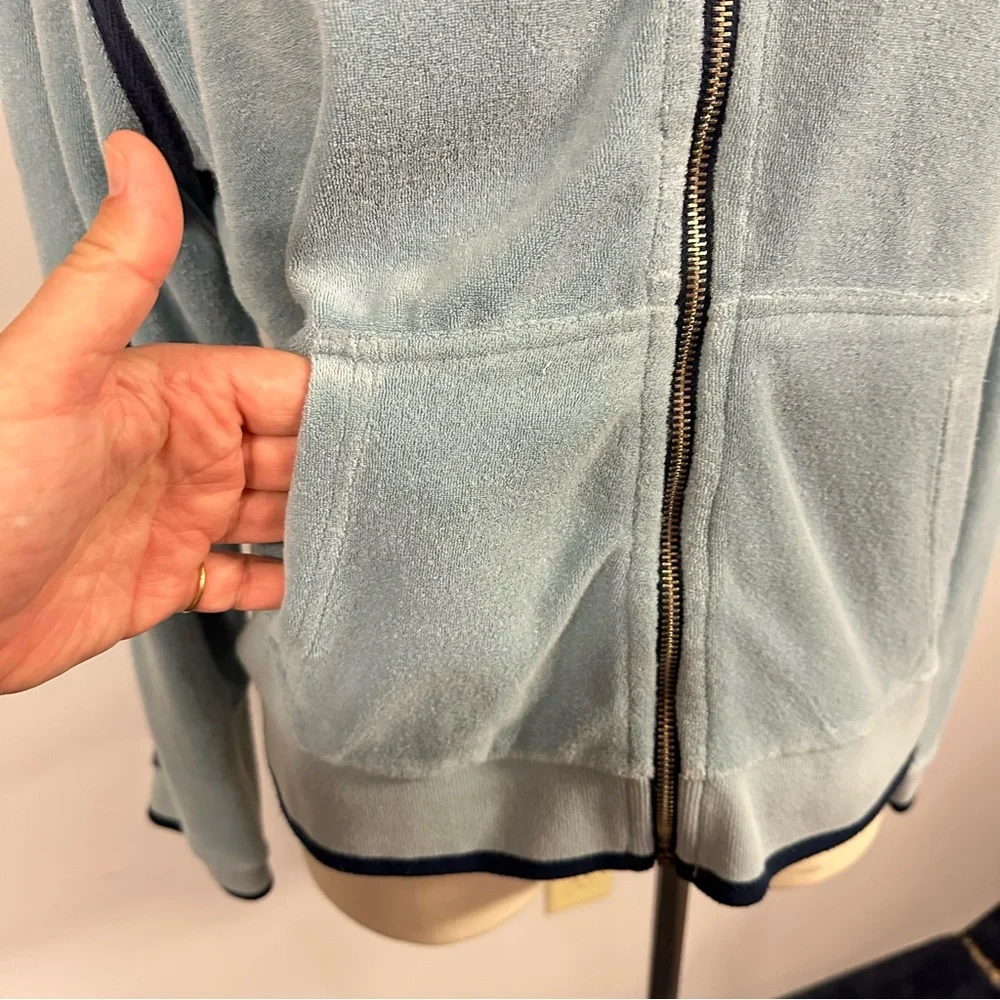 Mooks Blue Fleece Track Jacket Y2K 2000 Vintage Sporty Athletic Street Style